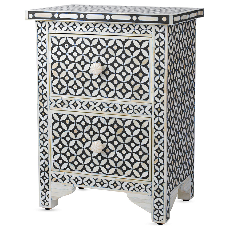 Тумба Neela Bone Inlay Two-drawer Chest Черный ivory ( слоновая кость ) Тумба Neela Bone Inlay Two-drawer Chest Черный ivory ( слоновая кость ) в Брянске | Loft Concept