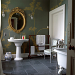 Обои ручная роспись Bamboo Golden on Blue grey dyed silk варинант исполнения - 1 | Loft Concept в Брянске