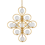 Люстра с закругленным каркасом золотого цвета и белыми плафонами Round Curl варинант исполнения - 2 | Loft Concept в Брянске