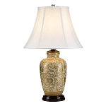 Настольная лампа с фарфоровым основанием с декоративным орнаментом и белым абажуром на темной круглой подставке Elstead Lighting варинант исполнения - 6 | Loft Concept в Брянске