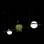 Подвесной светильник линейный с 2-мя шарообразными плафонами и цилиндрическим спотом Light of Еyes варинант исполнения - 4 | Loft Concept в Брянске