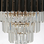 Люстра из черного металла с многоярусными подвесками из прозрачного хрусталя на золотой цепи Empire Black Chandelier Crystal варинант исполнения - 8 | Loft Concept в Брянске