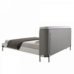 Кровать двуспальная серая с мягким изголовьем из экокожи и ткани Modern Look варинант исполнения - 4 | Loft Concept в Брянске