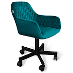 Стул с мягкой бирюзовой обивкой из велюра и подъемно-поворотным механизмом на черных колесиках Harper Turquoise варинант исполнения - 1 | Loft Concept в Брянске