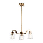 Люстра цвета латунь с 3-мя прозрачными стеклянными плафонами Kichler варинант исполнения - 2 | Loft Concept в Брянске