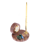 Часы настольные с шариковой металлической ручкой из натурального камня Stone Clock варинант исполнения - 5 | Loft Concept в Брянске