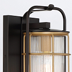 Настенный фонарь цилиндрической формы с рифленым стеклом в золотом каркасе на черном прямоугольном основании Eurofase варинант исполнения - 5 | Loft Concept в Брянске