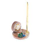 Часы настольные с шариковой металлической ручкой из натурального камня Stone Clock варинант исполнения - 8 | Loft Concept в Брянске