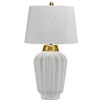 Настольная лампа с белым конусным абажуром и ребристым керамическим основанием Quintiesse варинант исполнения - 1 | Loft Concept в Брянске