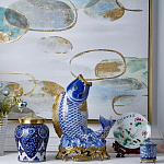 Ваза с насыщенным синим орнаментом и золотой крышкой Blue & White Ornament  варинант исполнения - 1 | Loft Concept в Брянске