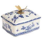 Фарфоровая шкатулка с бронзовой стрекозой Blue and White варинант исполнения - 1 | Loft Concept в Брянске