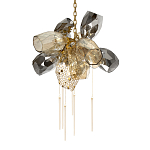 Люстра подвесная со стеклянными плафонами из дымчатого и золотистого с шестью вертикальными подвесками Gilded Mirage  варинант исполнения - 7 | Loft Concept в Брянске