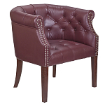 Кресло низкое из натуральной кожи на 4-х деревянных ножках из массива бука Chloe Leather Armchair vine варинант исполнения - 1 | Loft Concept в Брянске