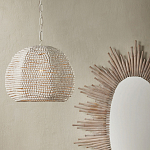 Подвесной светильник в форме купола с декором из круглых деревянных бусин White Wooden Beads Chandelier варинант исполнения - 4 | Loft Concept в Брянске