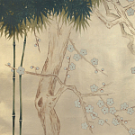 Обои ручная роспись Bamboo River Blossom Original colourway on Brushed Gold gilded paper варинант исполнения - 2 | Loft Concept в Брянске