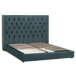 Кровать двуспальная зеленая с основанием из массива дерева с мягким изголовьем Velour Beds варинант исполнения - 1 | Loft Concept в Брянске