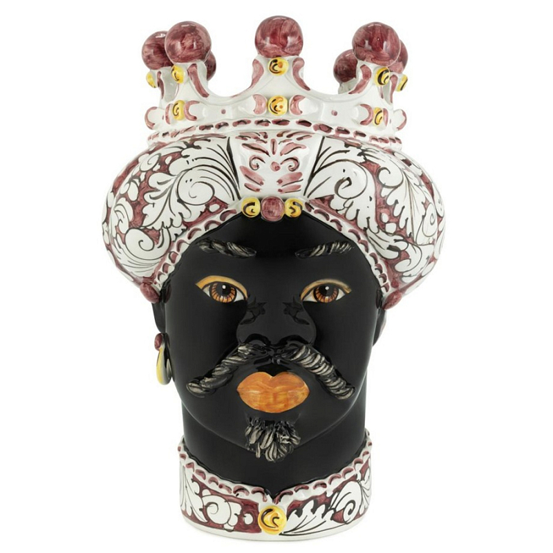 Ваза Vase Moro Man Ornate Bordeaux Черный Бордовый Белый Ваза Vase Moro Man Ornate Bordeaux Черный Бордовый Белый в Брянске | Loft Concept