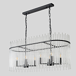 Люстра подвесная овальная со стеклянными прозрачными трубками и металлическим каркасом черного цвета Nembus варинант исполнения - 4 | Loft Concept в Брянске