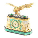 Часы настольные из натурального камня Малахит с декором в виде орла в подарочной коробке Eagle Stone Clock варинант исполнения - 3 | Loft Concept в Брянске
