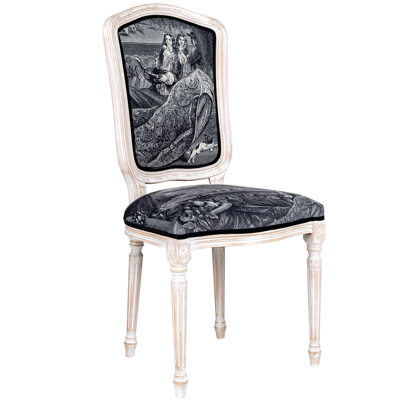 Стул Louvre Palace Stool Черно-белый Белый винтажная патина Стул Louvre Palace Stool Черно-белый Белый винтажная патина в Брянске | Loft Concept