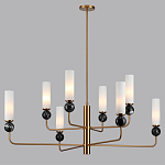 Люстра на штанге с 8-ю цилиндрическими матовыми плафонами и шарами из камня Orb Essence варинант исполнения - 6 | Loft Concept в Брянске