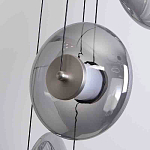 Люстра каскадная с 5-ю круглыми стеклянными плафонами дымчатого цвета и черными деталями Orbit Serenade варинант исполнения - 2 | Loft Concept в Брянске