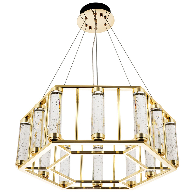 Люстра в форме шестиугольника с хрустальным декором Agace Crystal Chandelier Золотой Прозрачный Люстра в форме шестиугольника с хрустальным декором Agace Crystal Chandelier Золотой Прозрачный в Брянске | Loft Concept