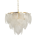 Люстра на цепи с прозрачными стеклянными подвесками в виде листьев Textured Glass Chandelier варинант исполнения - 1 | Loft Concept в Брянске