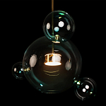 Подвесной светильник с прозрачными бирюзовыми стеклянными шарами и золотыми деталями Диаметр 43 Giopato & Coombes варинант исполнения - 6 | Loft Concept в Брянске