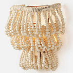 Настенный светильник с подвесками из деревянных бусин молочного цвета Wooden Beads Wall Lamp варинант исполнения - 3 | Loft Concept в Брянске