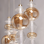 Люстра с плафонами из прозрачного и янтарного стекла в виде шаров и ромбов Gabriel Scott Luna варинант исполнения - 7 | Loft Concept в Брянске