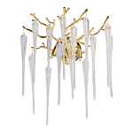 Бра золотого цвета с разветвленными ветвями и длинными прозрачными подвесками в форме стеклянных сосулек Droplet Chandelier варинант исполнения - 1 | Loft Concept в Брянске