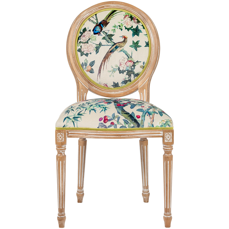 Стул из массива бука бежевый с изображением птиц и цветов Beige Green Chinoiserie Rose Garden Chair Мульти Бежевый Салатовый Стул из массива бука бежевый с изображением птиц и цветов Beige Green Chinoiserie Rose Garden Chair Мульти Бежевый Салатовый в Брянске | Loft Concept