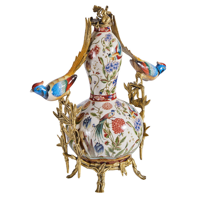 Ваза из фарфора с птицами и цветочной росписью Garden of Eden Бронза Мульти в Брянске | Loft Concept 
