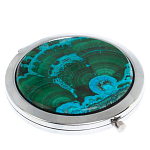 Зеркало карманное складное круглое из натурального камня Малахит с Хризоколлой в подарочной упаковке Silver Stone Mirrors варинант исполнения - 1 | Loft Concept в Брянске