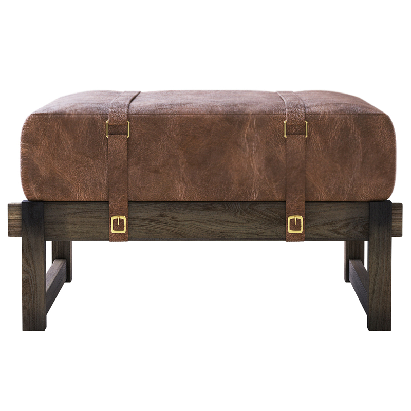 Пуф Duncan винтажная коричневая кожа  Коричневый винтаж в Брянске | Loft Concept 