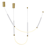 Подвесной светильник с 3-мя изогнутыми плафонами и белыми декоративными шариками PEARLS Suspension варинант исполнения - 4 | Loft Concept в Брянске