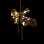 Люстра подвесная со стеклянными плафонами из дымчатого и золотистого с тремя вертикальными подвесками Gilded Mirage  варинант исполнения - 4 | Loft Concept в Брянске