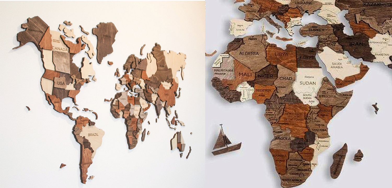 Аксессуар на стену Wooden World Map Аксессуар на стену Wooden World Map - Loft-Concept в Брянске