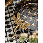 Блюдо черного цвета из фрафора на бронзовых ножках в виде стрекоз Eden Garden варинант исполнения - 5 | Loft Concept в Брянске