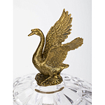 Конфетница из прозрачного рельефного стекла с ручками в виде стрекоз и фигуркой лебедя Eden Garden варинант исполнения - 3 | Loft Concept в Брянске