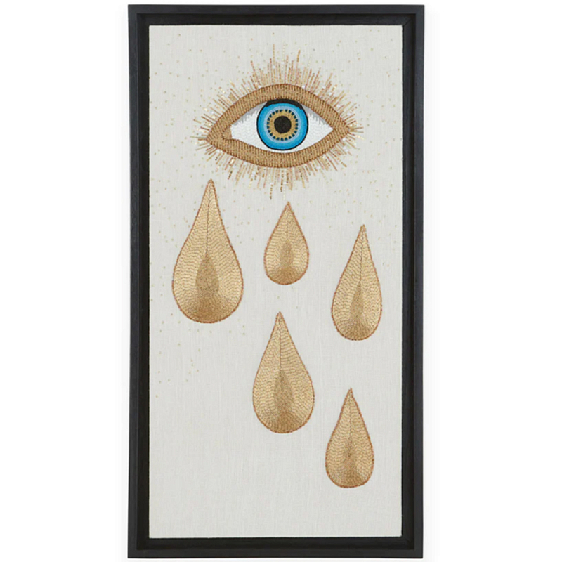 Панно Золотые Слезы вышивка бисером MUSE EYE TEAR BEADED ART Золотой Голубой в Брянске | Loft Concept 