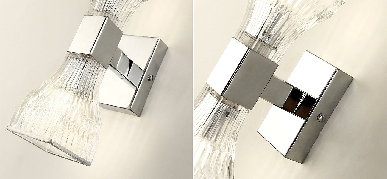 Бра с двумя плафонами из рельефного стекла GLASS HORN Chrome Бра с двумя плафонами из рельефного стекла GLASS HORN Chrome - Loft-Concept в Брянске