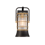 Настенный фонарь цилиндрической формы с рифленым стеклом в золотом каркасе на черном прямоугольном основании Eurofase варинант исполнения - 12 | Loft Concept в Брянске