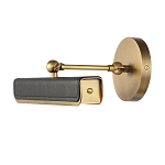 Светильник для картин цвет винтажная латунь с прямоугольным плафоном из кожи черного цвета Alora варинант исполнения - 2 | Loft Concept в Брянске