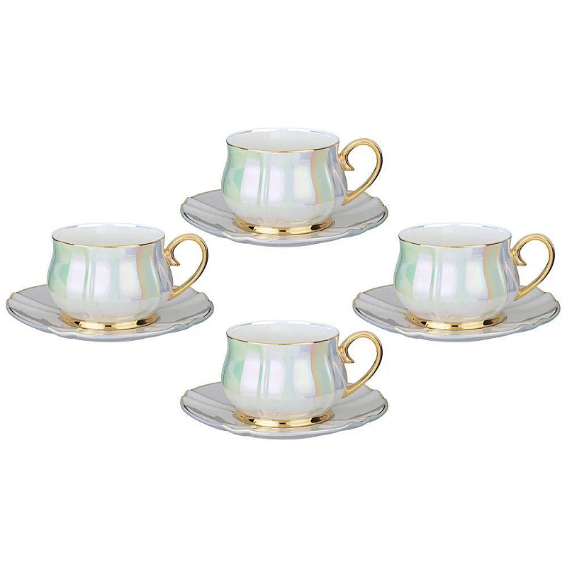 Чайный набор из фарфора на 4 персоны 8 предметов Porcelain Pearl Жемчужный Чайный набор из фарфора на 4 персоны 8 предметов Porcelain Pearl Жемчужный в Брянске | Loft Concept