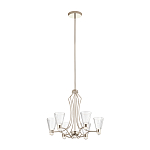 Люстра цвета никель с 6-ю рифлеными стеклянными плафонами и изогнутым каркасом Kichler варинант исполнения - 2 | Loft Concept в Брянске