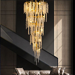 Люстра многоярусная с каркасом из металла и прозрачными подвесками FAIRYTREE Light варинант исполнения - 3 | Loft Concept в Брянске