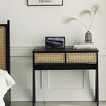 Дизайнерский письменный стол матово-чёрного цвета с 2-мя плетеными ящиками Glade Desk варинант исполнения - 2 | Loft Concept в Брянске