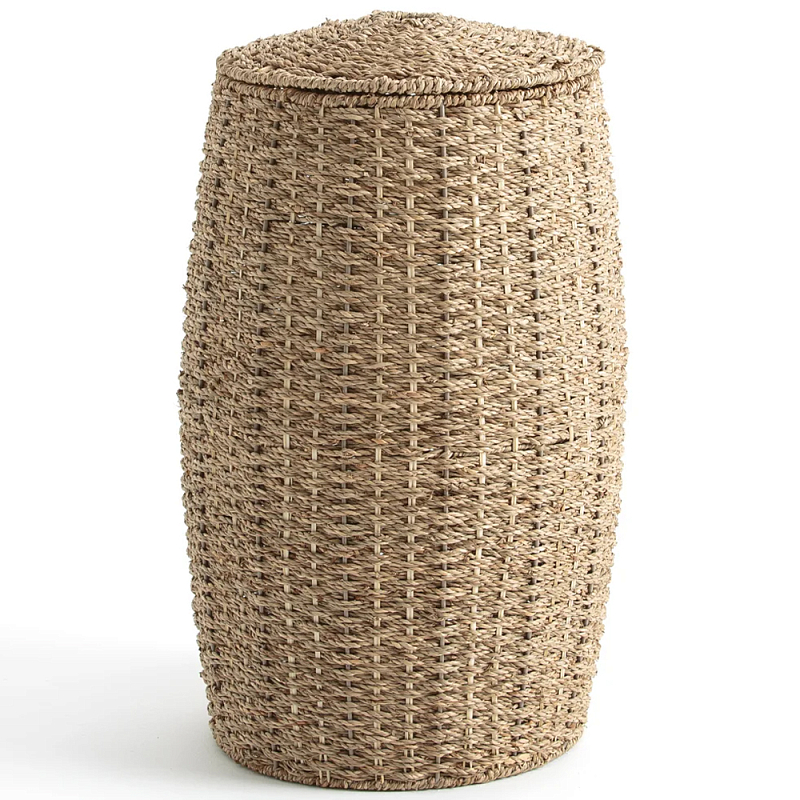 Корзина с крышкой из камыша Chane Wicker Basket Бежевый Корзина с крышкой из камыша Chane Wicker Basket Бежевый в Брянске | Loft Concept